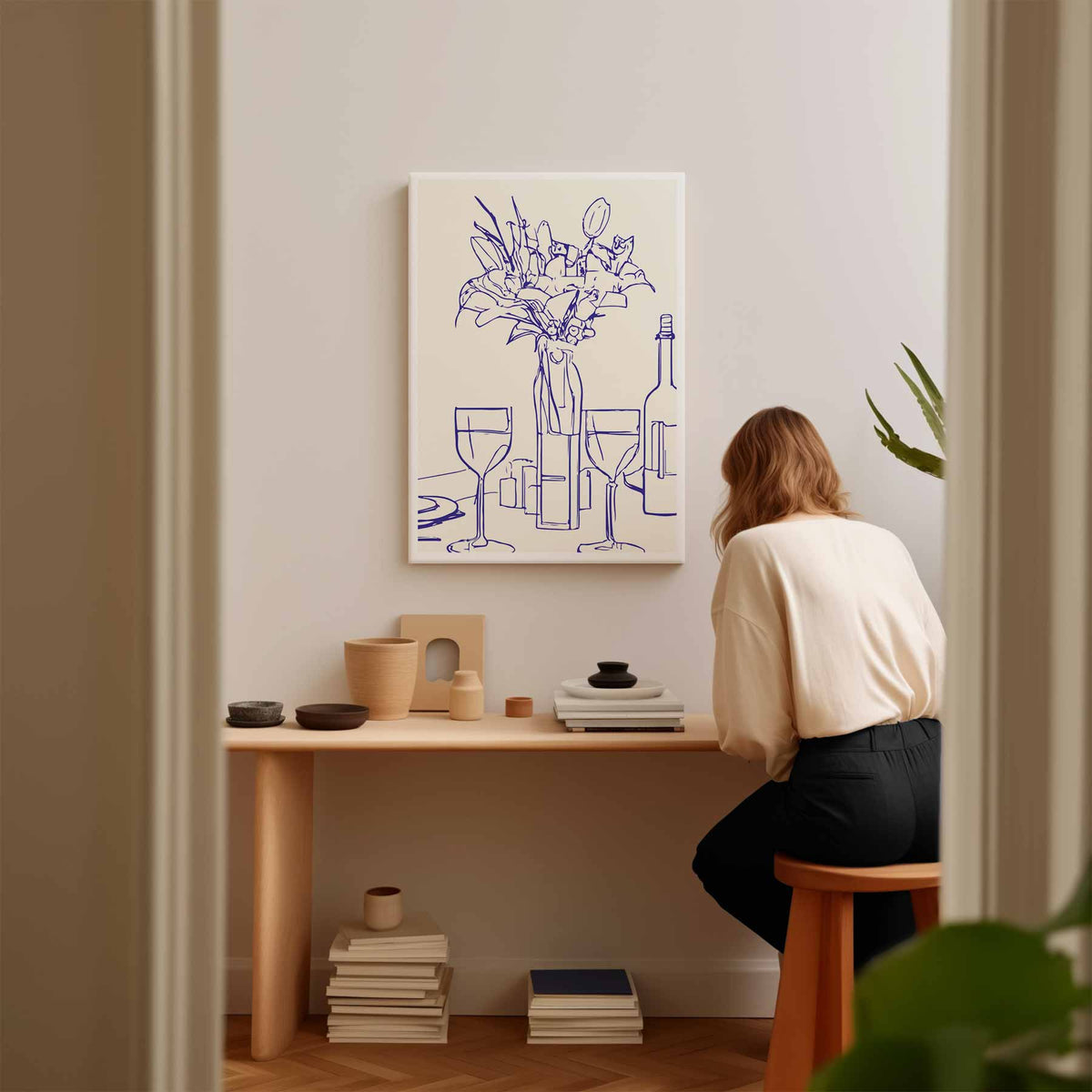 Tafelgenot in Lijn – kunstwerk met zwarte baklijst