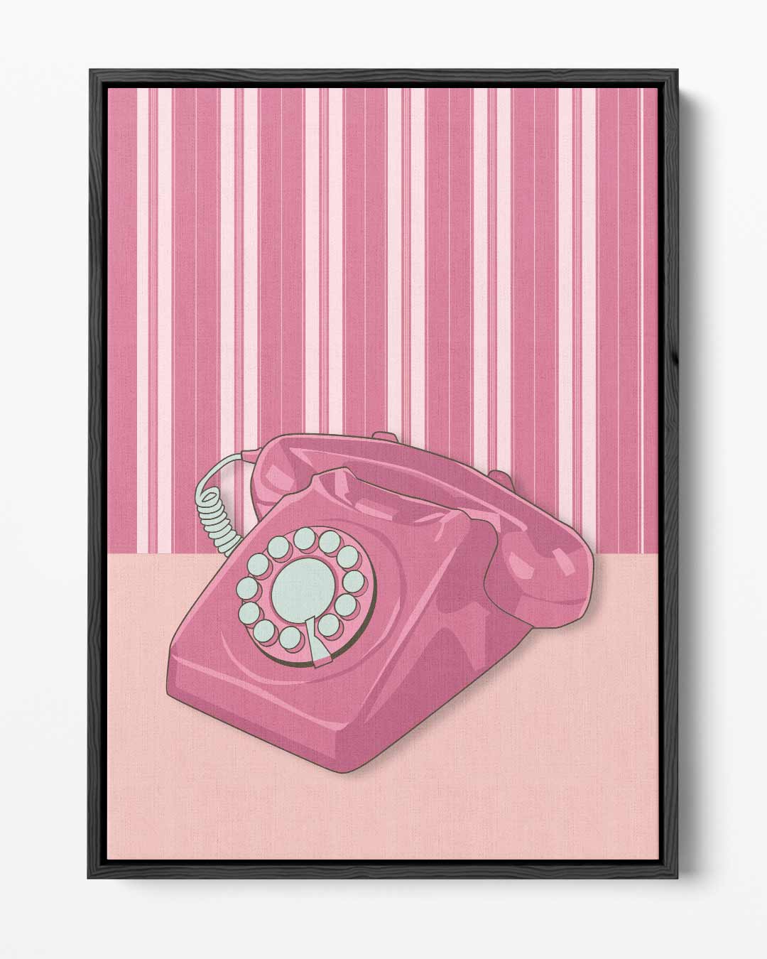 Retro Roze Telefoon Kunstwerk – portret kunstwerk als wanddecoratie