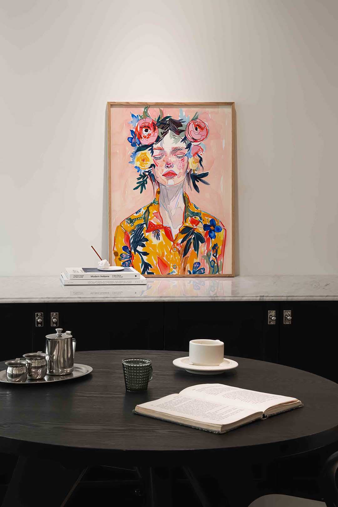 Bloemenkrans portret – portret poster in staand formaat