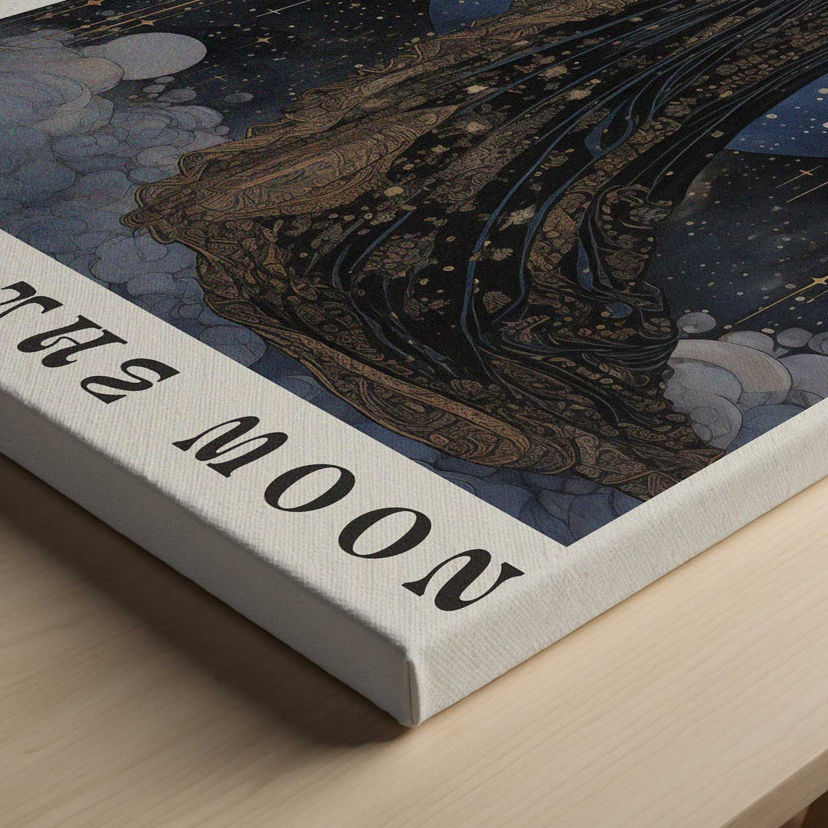 Mystieke Zon en Maan Vrouw – canvas kunstwerk als wanddecoratie