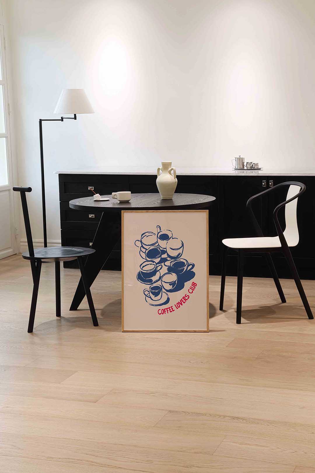 Koffiekopjes illustratie – abstracte wandkunst als portret poster