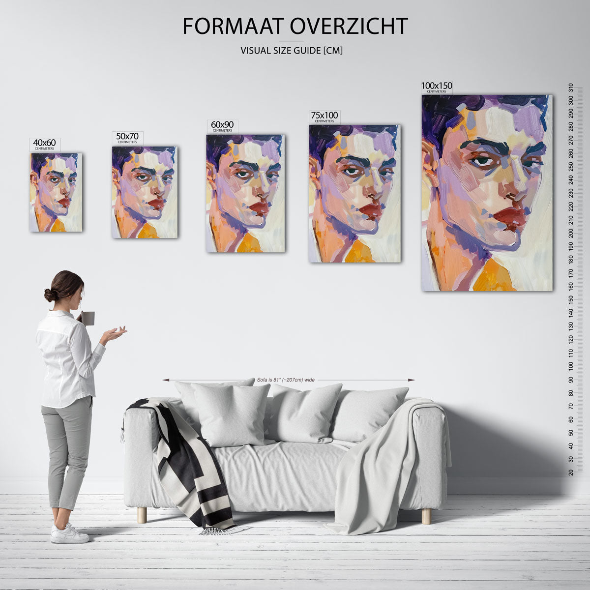 Portretstudie – moderne staande wandkunst