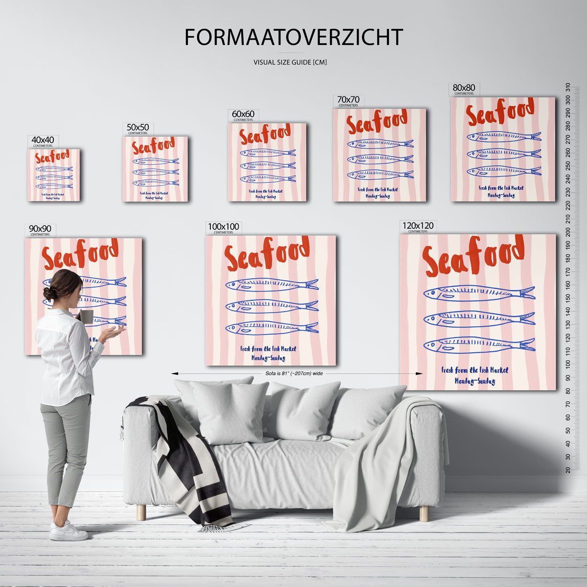 Seafood en vissen – vierkante muurposter voor keuken of eethoek