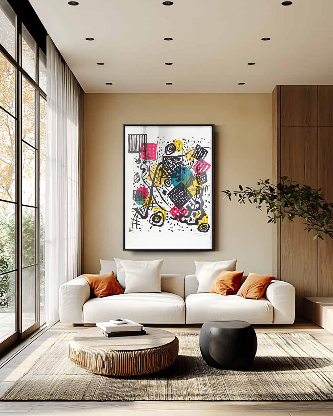 Kleurrijke Abstracte Explosie – staand kunstwerk voor modern interieur