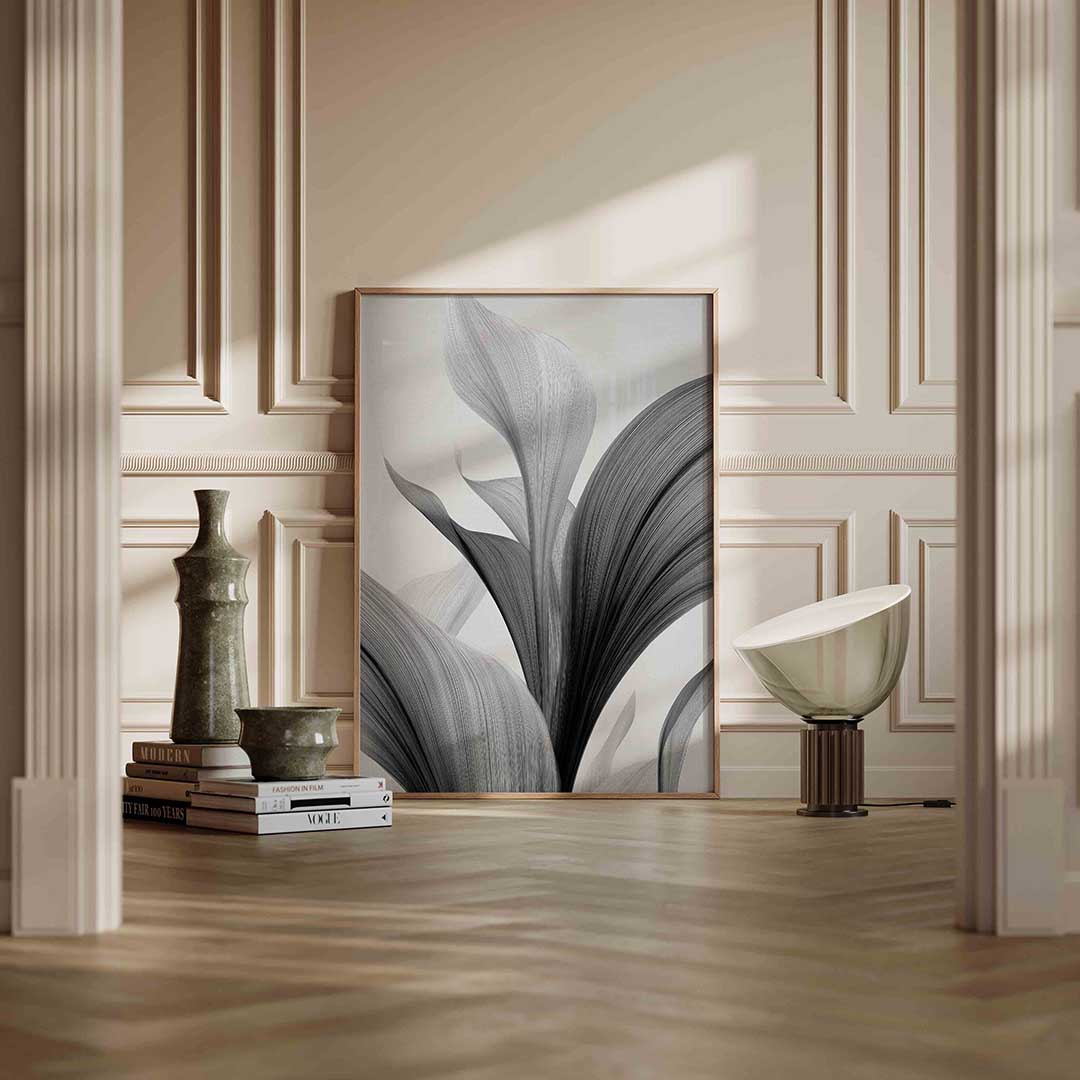 Abstracte bladeren – staande abstracte wanddecoratie van WallArtistic
