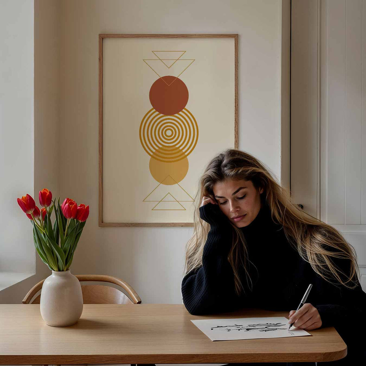 Retro Geometrische Stijl – abstracte wandkunst als portret poster