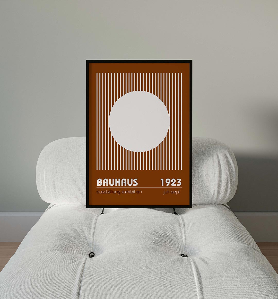 Lijnen en cirkel – moderne Bauhaus wandkunst als poster