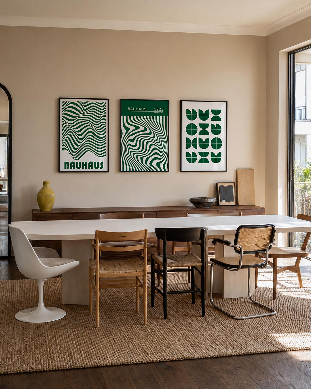 Golvend lijnenspel posterset – tweede productweergave – deze posterset in drie delen toont een dynamisch spel van golvende
