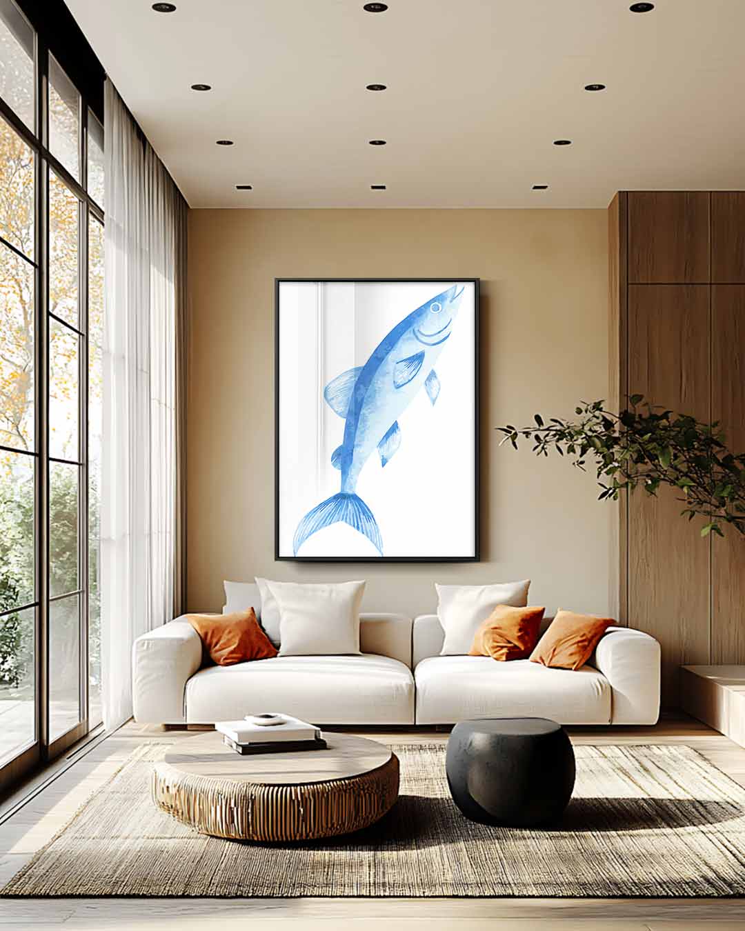 Waterverf Vis Print – plexiglas wanddecoratie in portret formaat