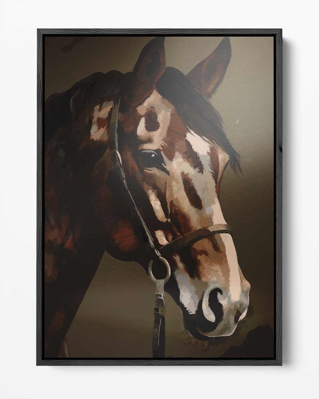 Elegante Paardenblik – portret kunstwerk als wanddecoratie