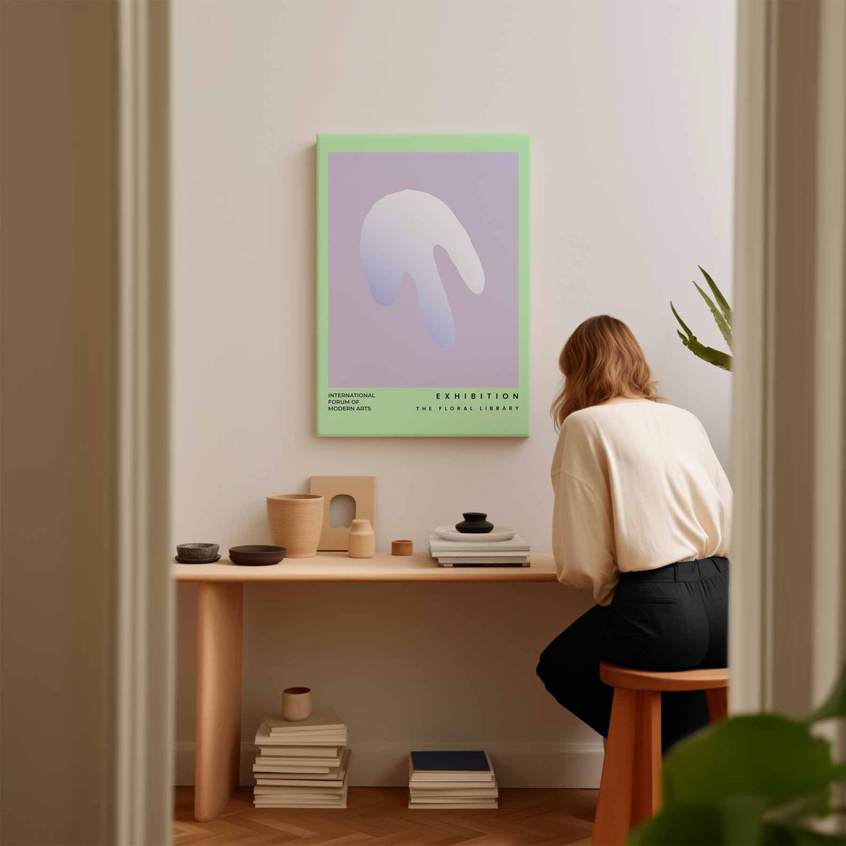 Abstracte Bloemimpressie – staand kunstwerk voor modern interieur