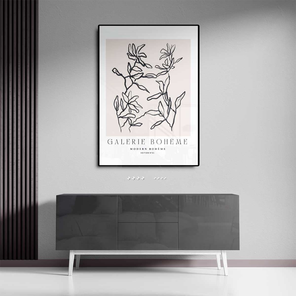 Moderne Bloemenlijnen – canvas kunstwerk als wanddecoratie