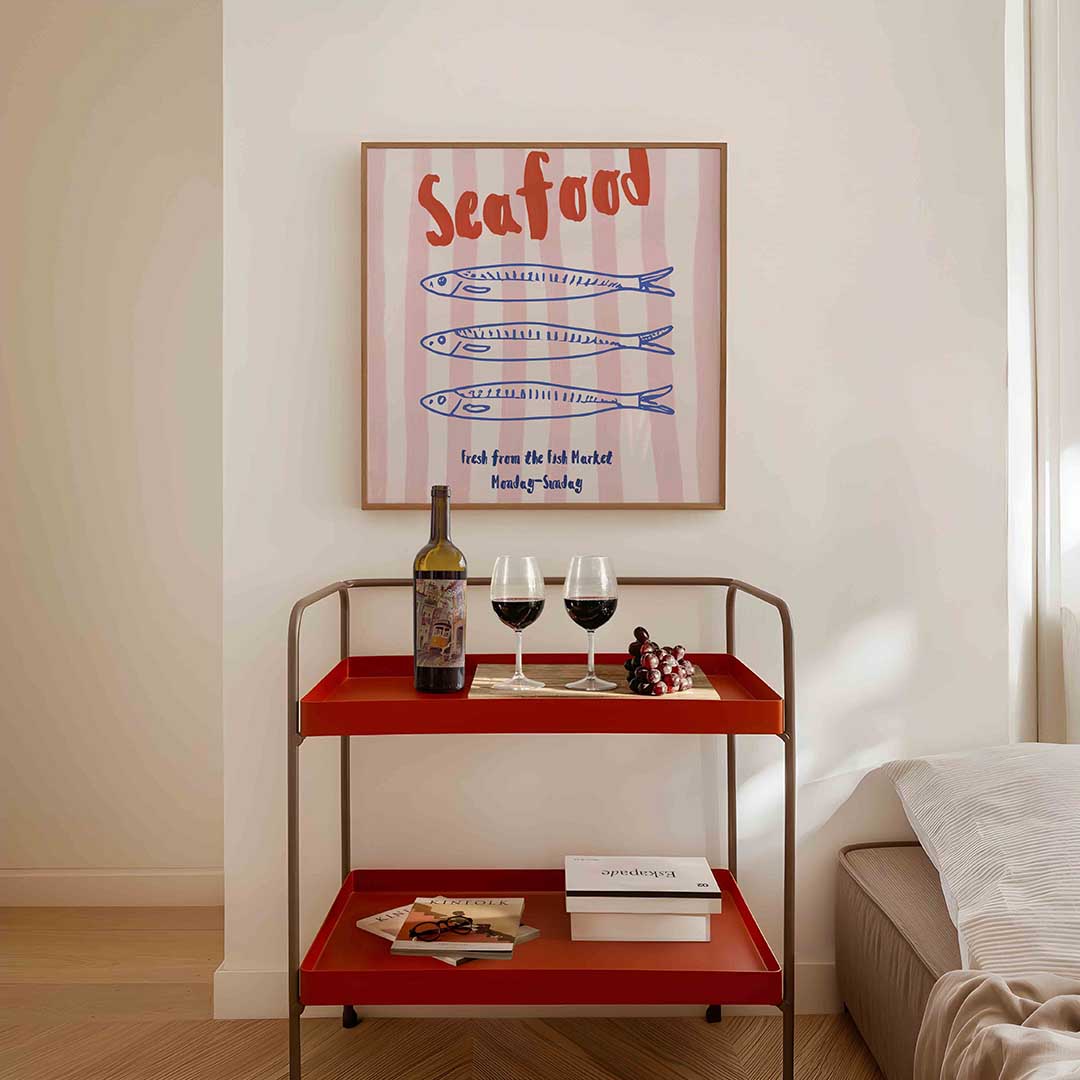 Seafood en vissen – vierkante keuken wanddecoratie van WallArtistic