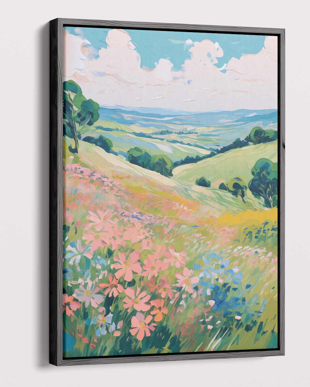 Zomerse Bloemenveld Harmonie – dibond kunstwerk als wanddecoratie