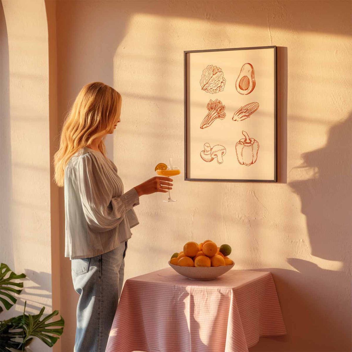 Retro Groente Illustratie – keuken poster als sfeervolle staande wanddecoratie
