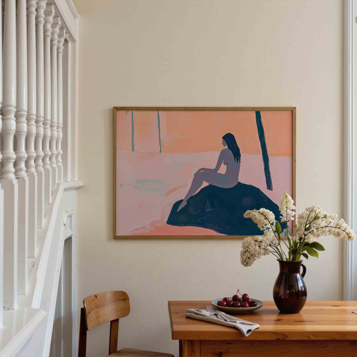 Zittende figuur – tropische poster in liggend formaat