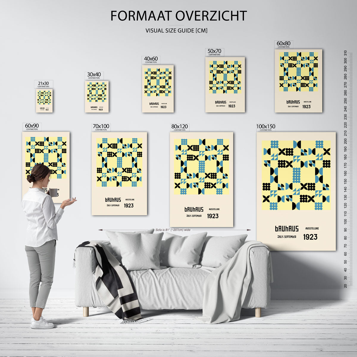 Vormritme en kleur – geometrische poster in Bauhaus-stijl van WallArtistic