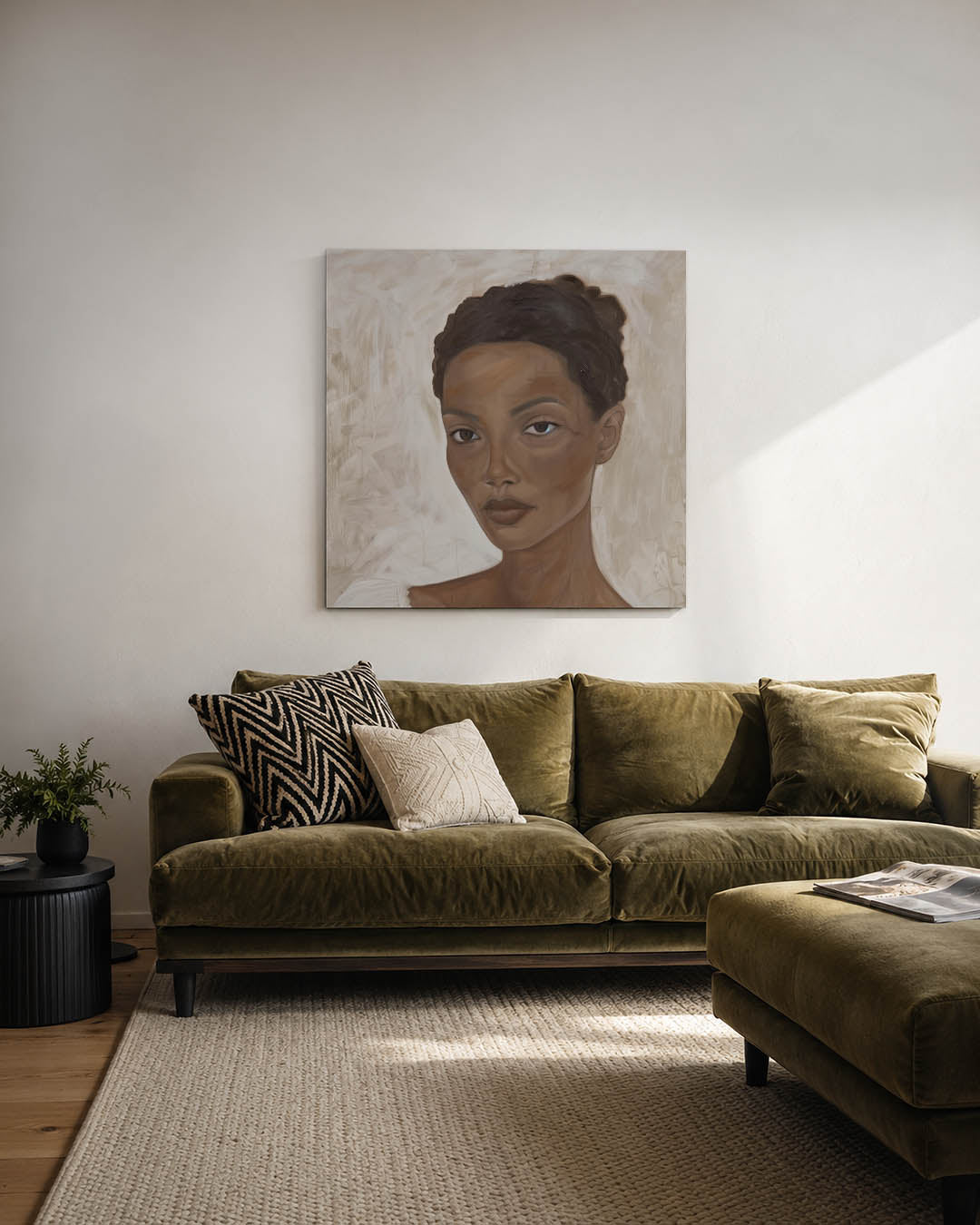 Abstract kunstwerk – derde productweergave – een abstract kunstwerk met donkere tinten en een rustige visuele opbouw.