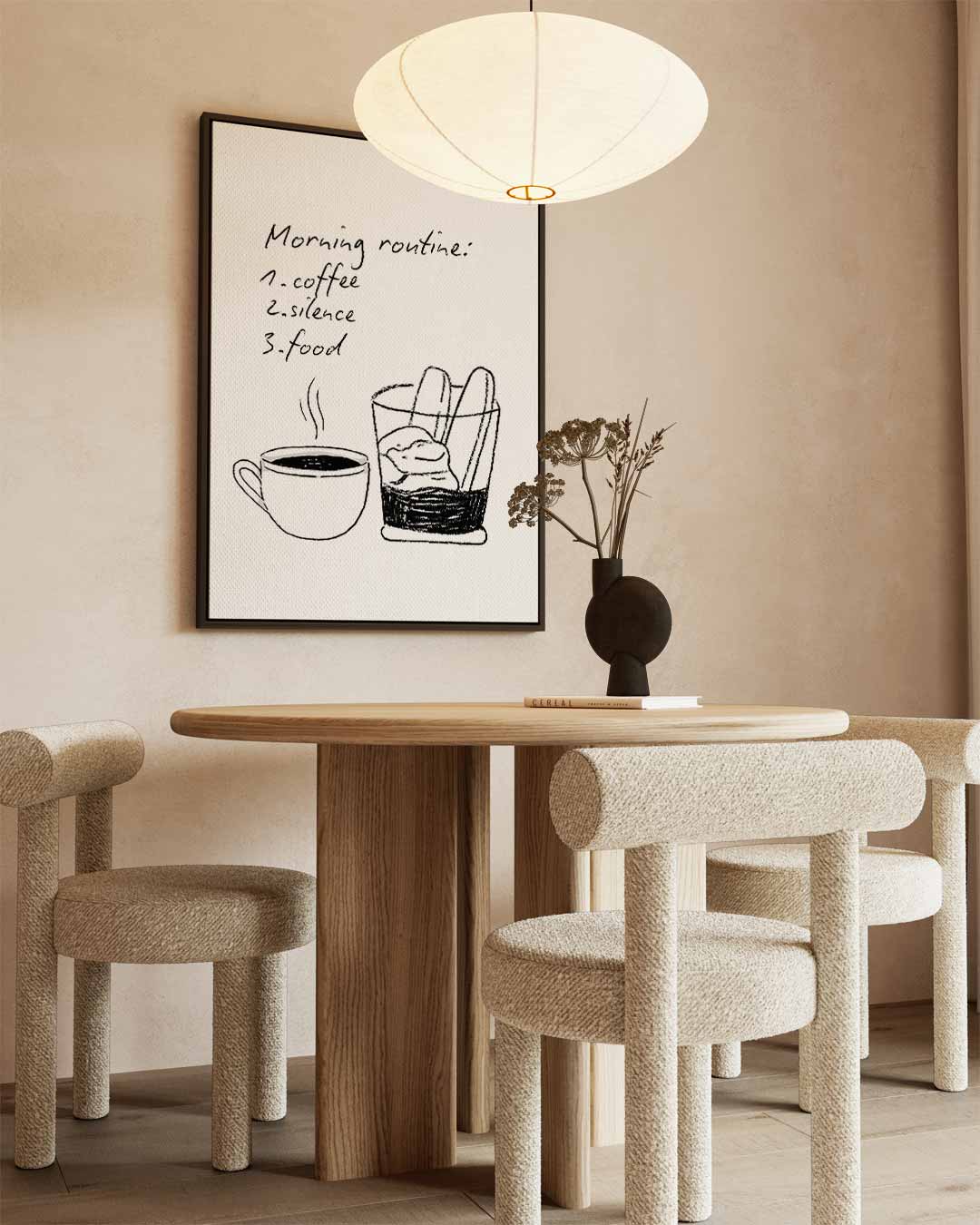 Ontspannen Ochtendritueel Illustratie – canvas wanddecoratie in portret formaat