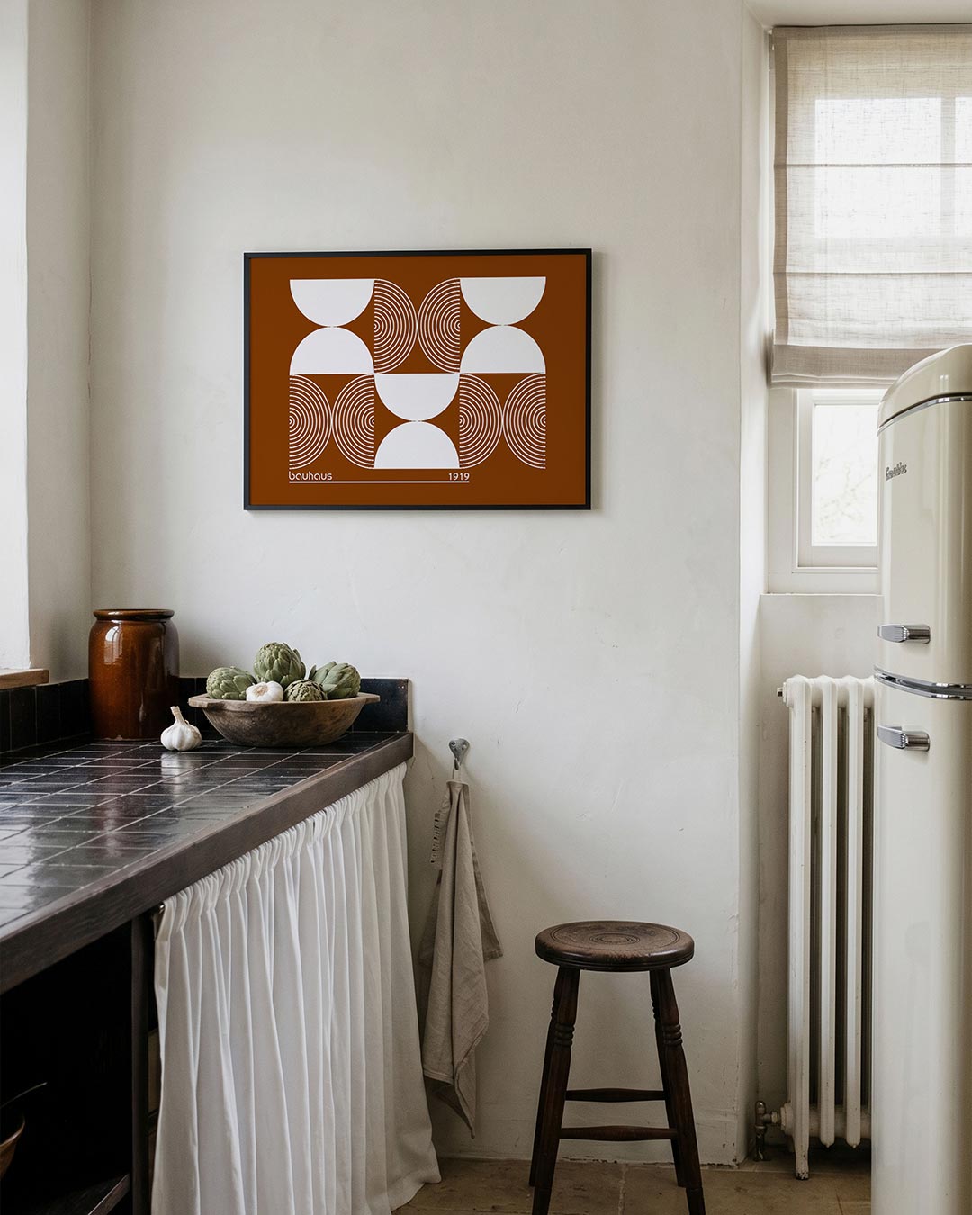 Vormritme en cirkelpatronen – geometrische poster in Bauhaus-stijl van WallArtistic
