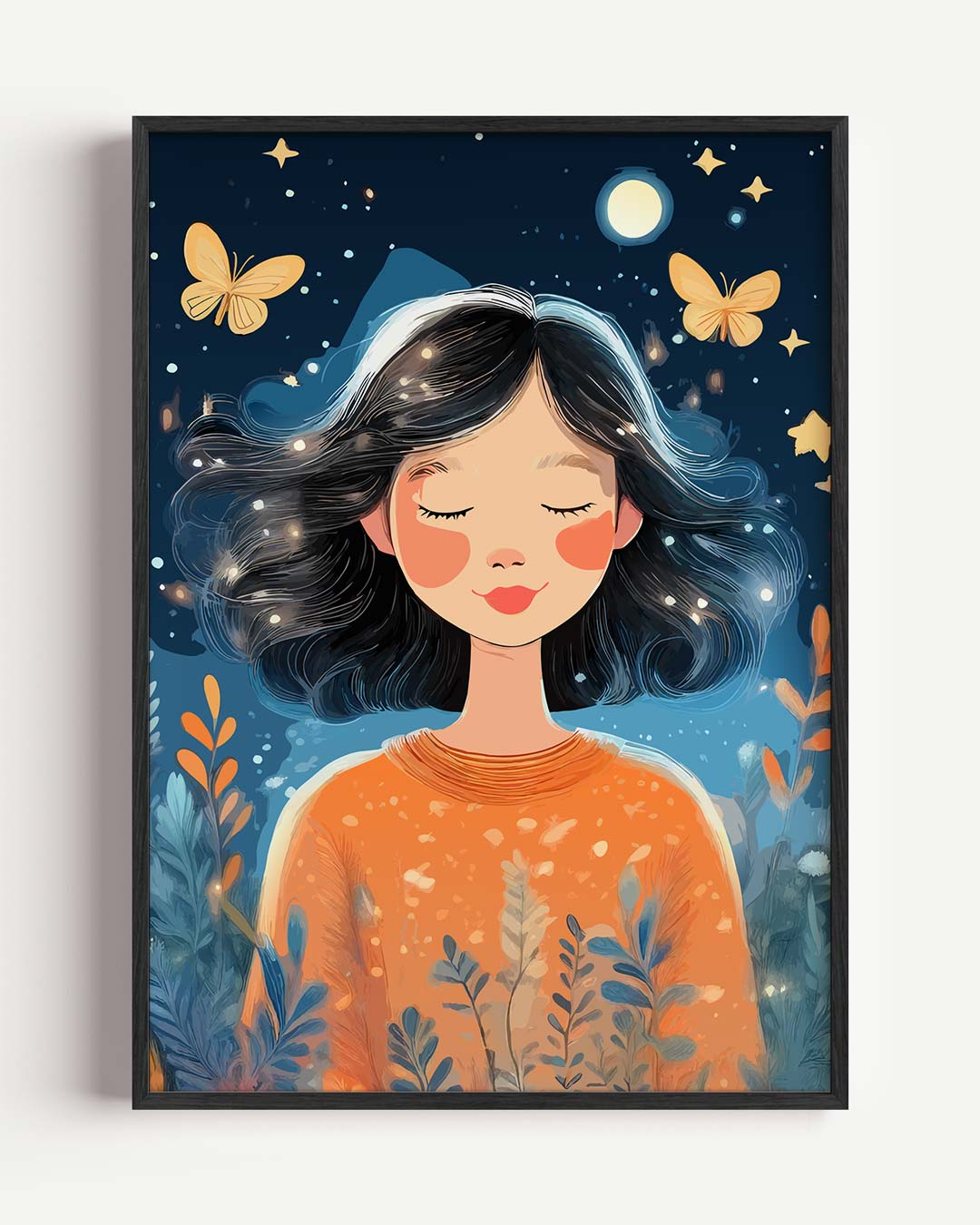 Dromerige Nachtvlinder – kids portret poster als wanddecoratie