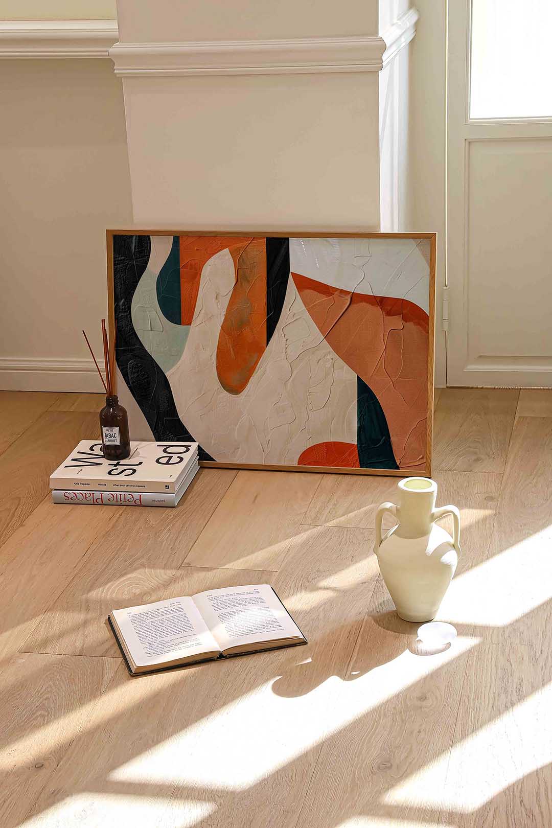 Abstracte vormen – liggende abstracte wanddecoratie van WallArtistic