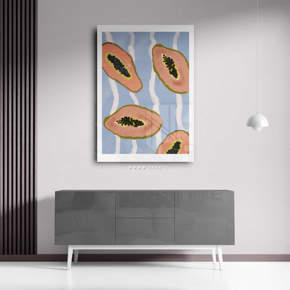 Tropische Papaya Vibes – staand kunstwerk voor modern interieur