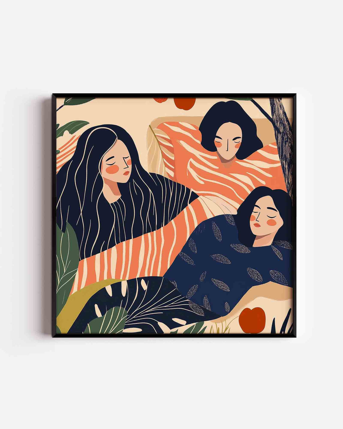 Drie figuren met patronen – moderne vierkante poster als wanddecoratie
