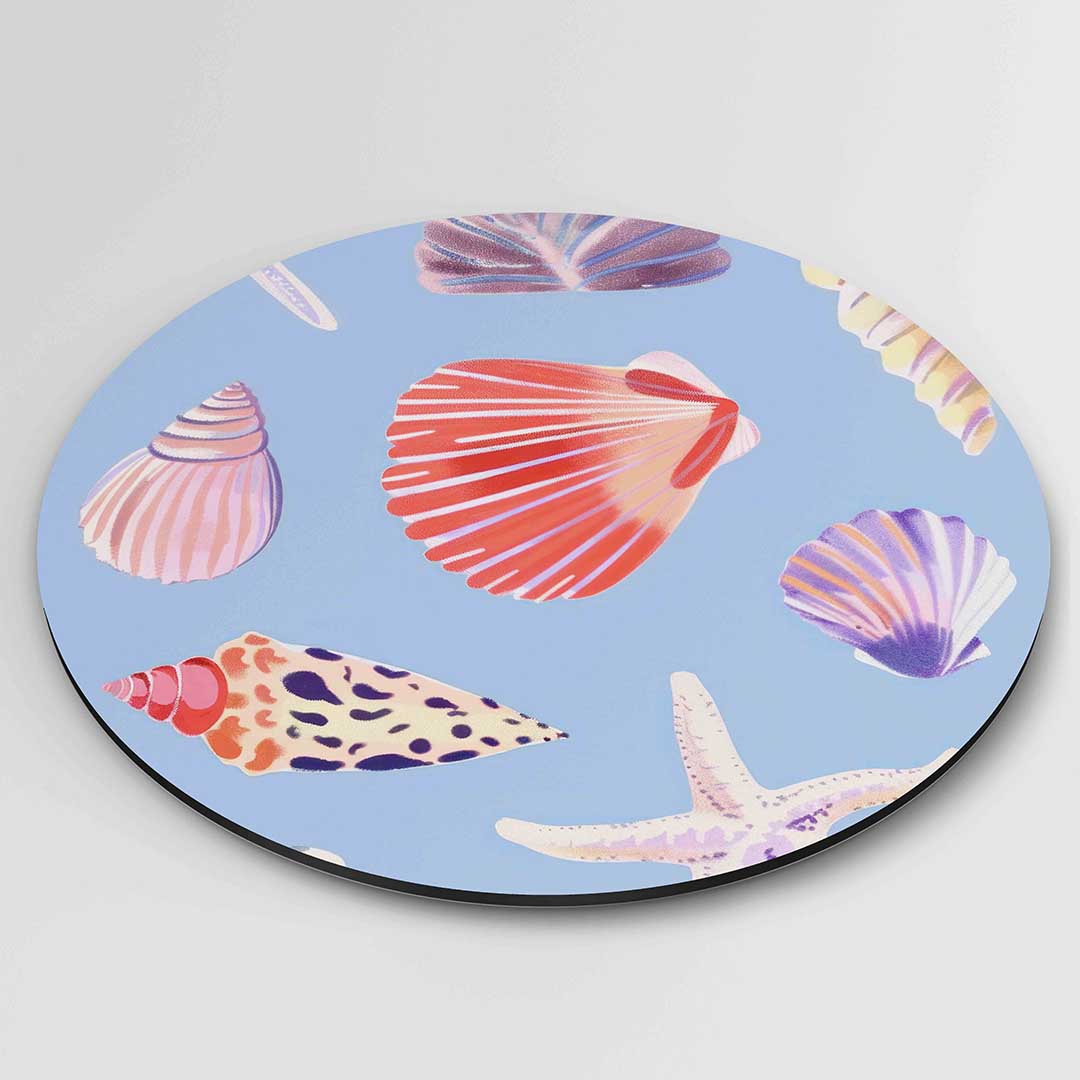 Schelp en zeester – kleurrijke ronde wanddecoratie van WallArtistic