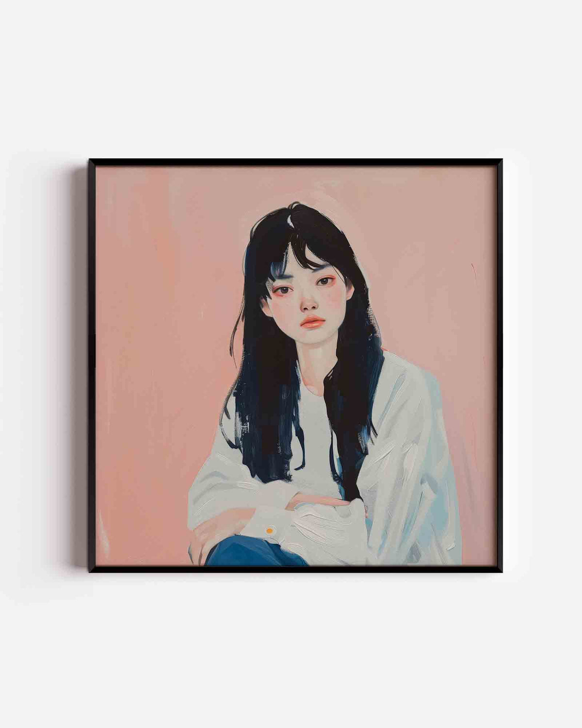 Vrouw met donkere haren – design vierkante poster als wanddecoratie