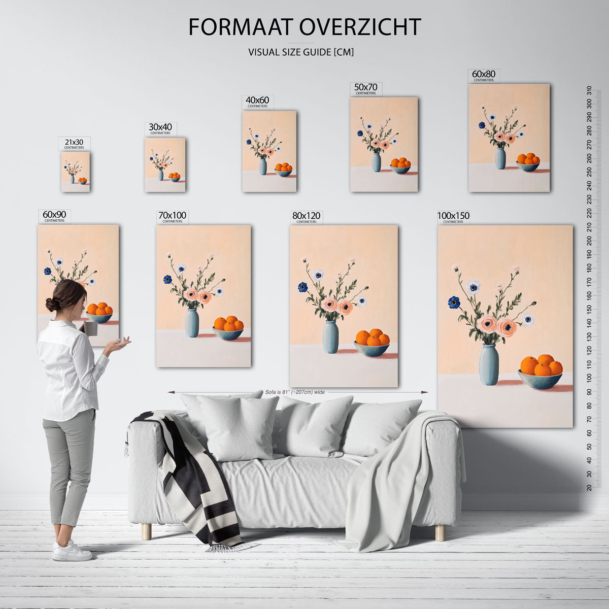 Bloemen en sinaasappels – staande muurposter voor een modern interieur