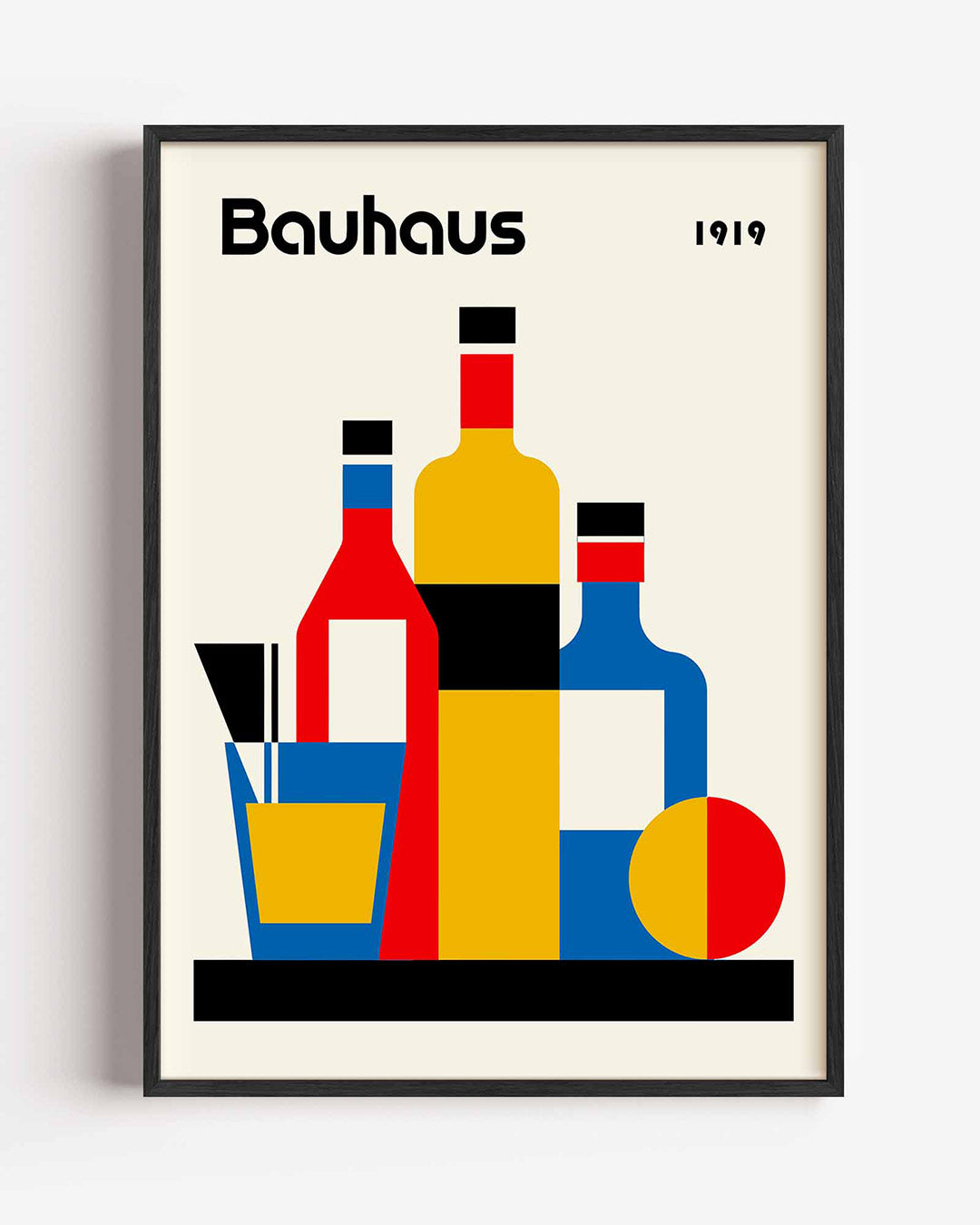Vormen en kleurvlakken – staande Bauhaus poster als wanddecoratie