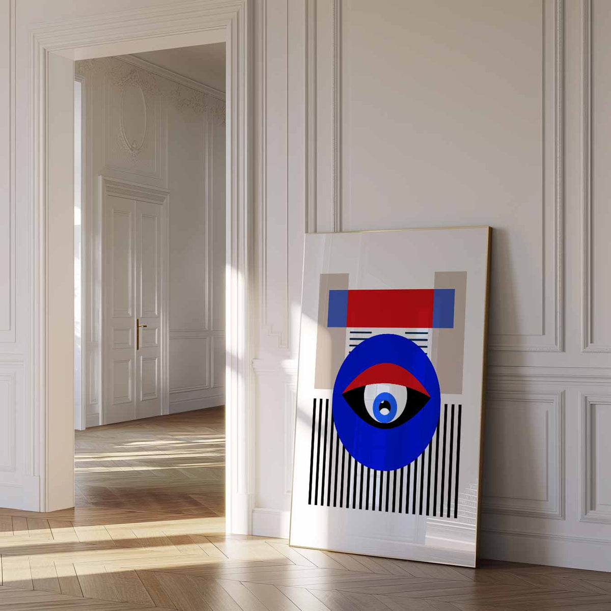 Modern Geometrisch Oog – dierenposter als moderne staande wanddecoratie