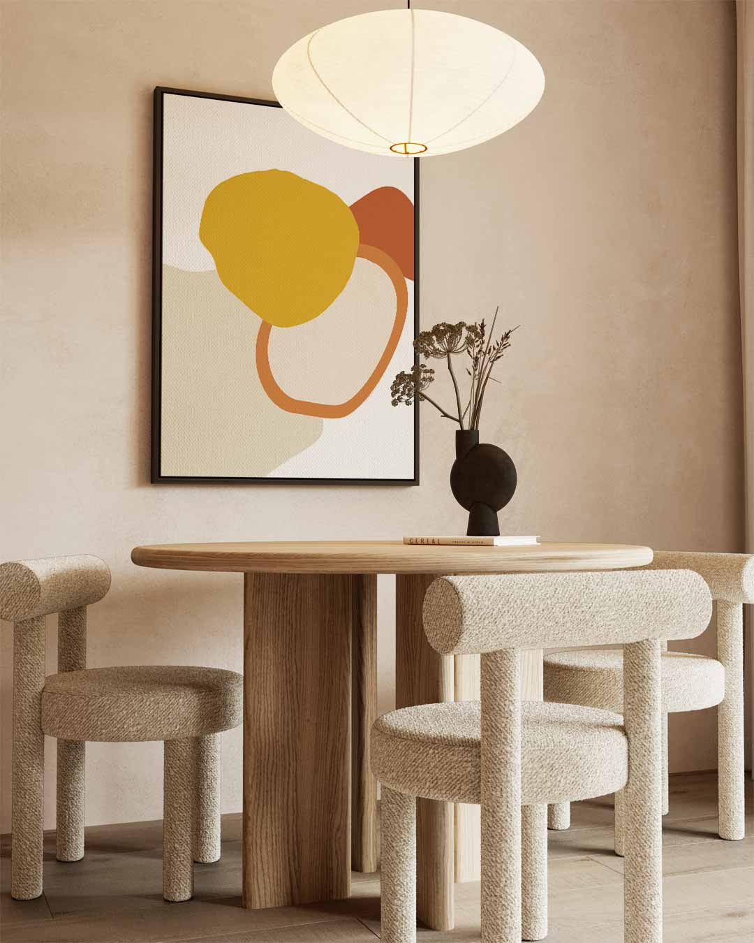 Abstracte Kleurencompositie – kunstwerk met zwarte baklijst