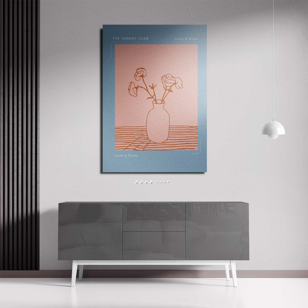 Eenvoudige Bloemenvaas – staande wandkunst voor woonkamer of interieur