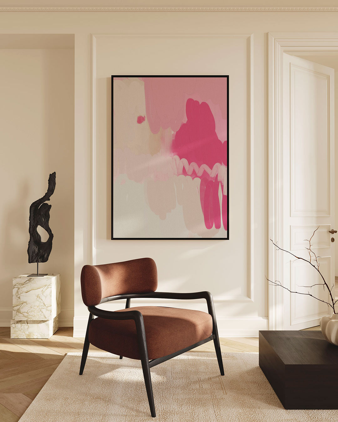 Zachte kleurencompositie – staand wanddecoratie kunstwerk