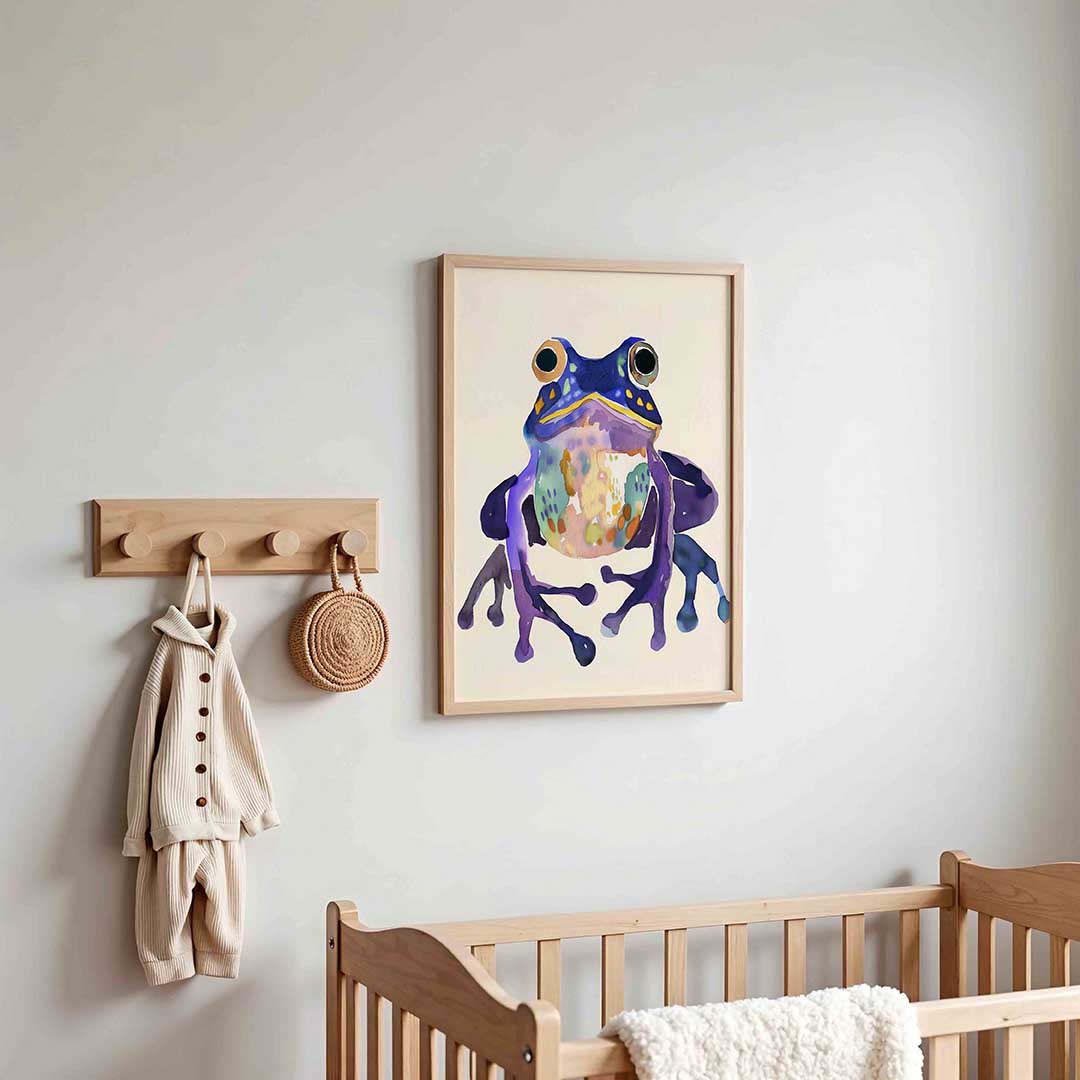 Gekleurde kikker – kinderposter in staand formaat