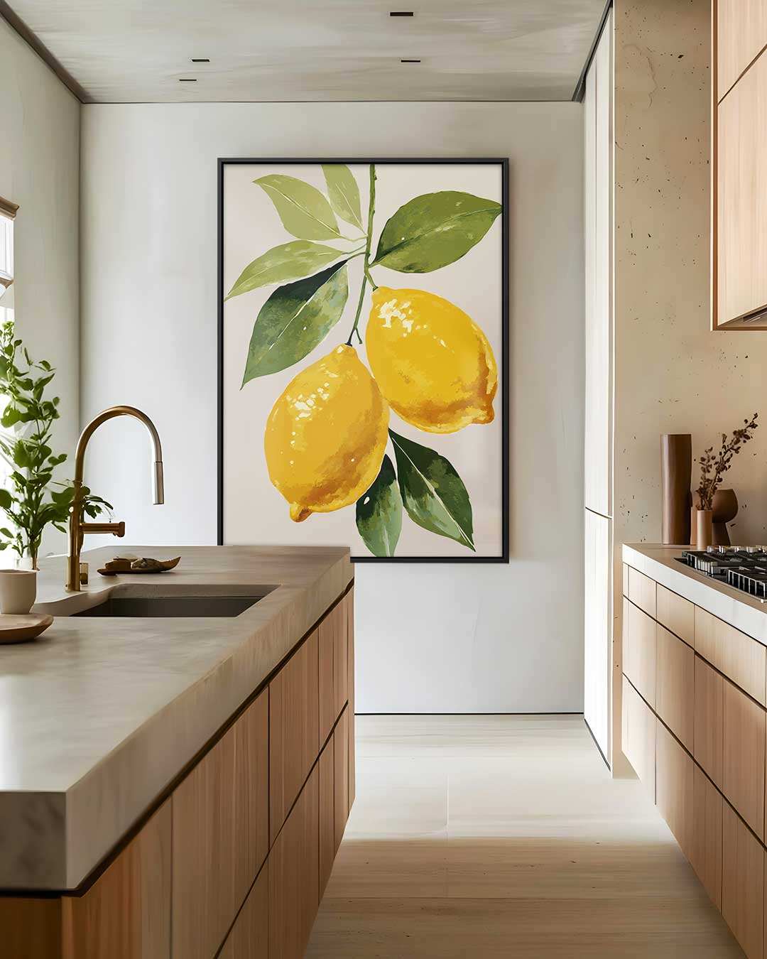 Verfrissende Citroenen Illustratie – staand kunstwerk voor modern interieur