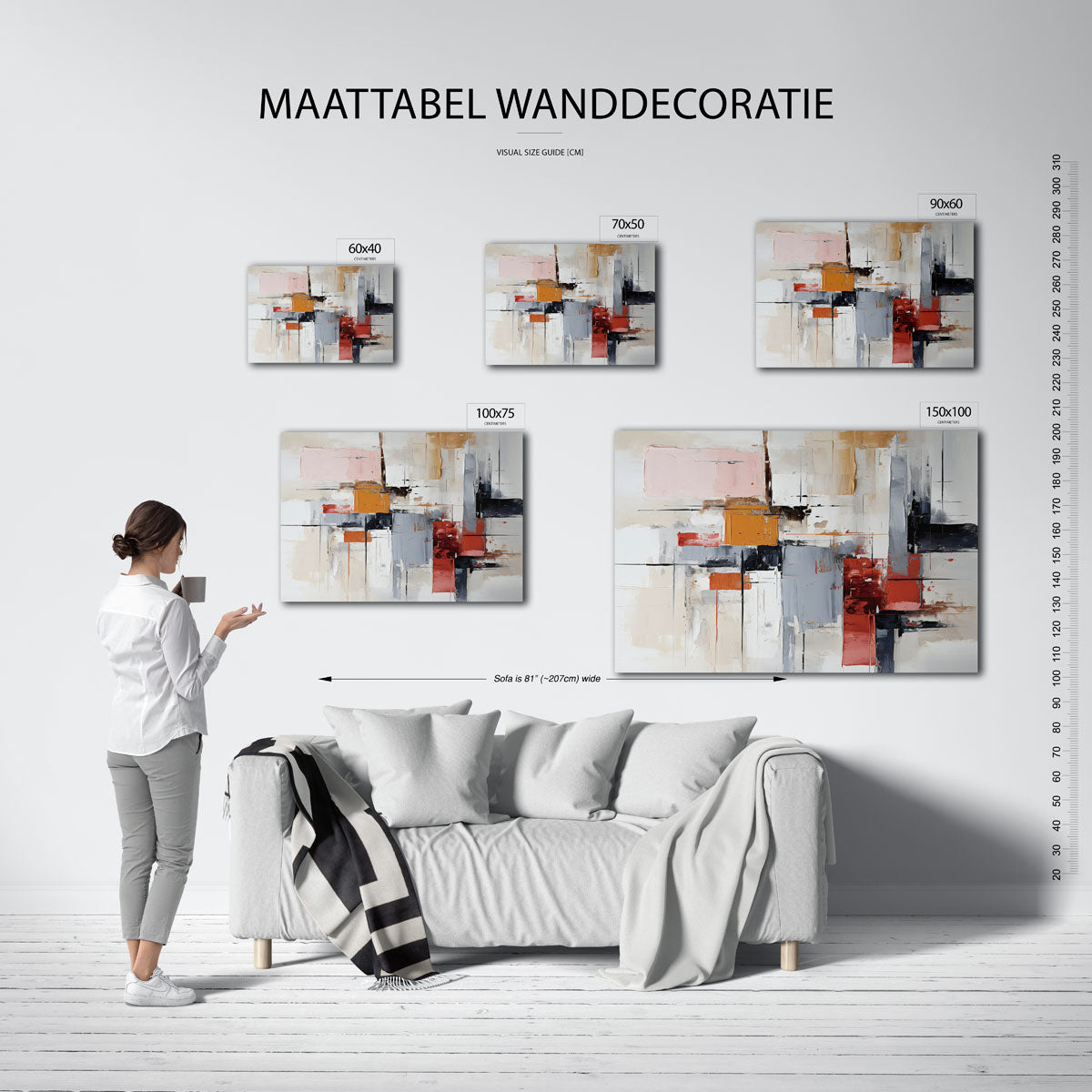 Geometrische kleurencompositie – Dynamische – moderne liggende wandkunst
