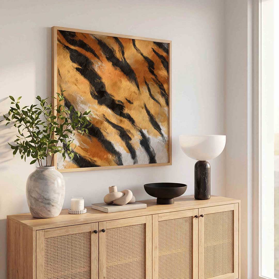 Tijgerstrepen patroon – tropische wandkunst als vierkante poster