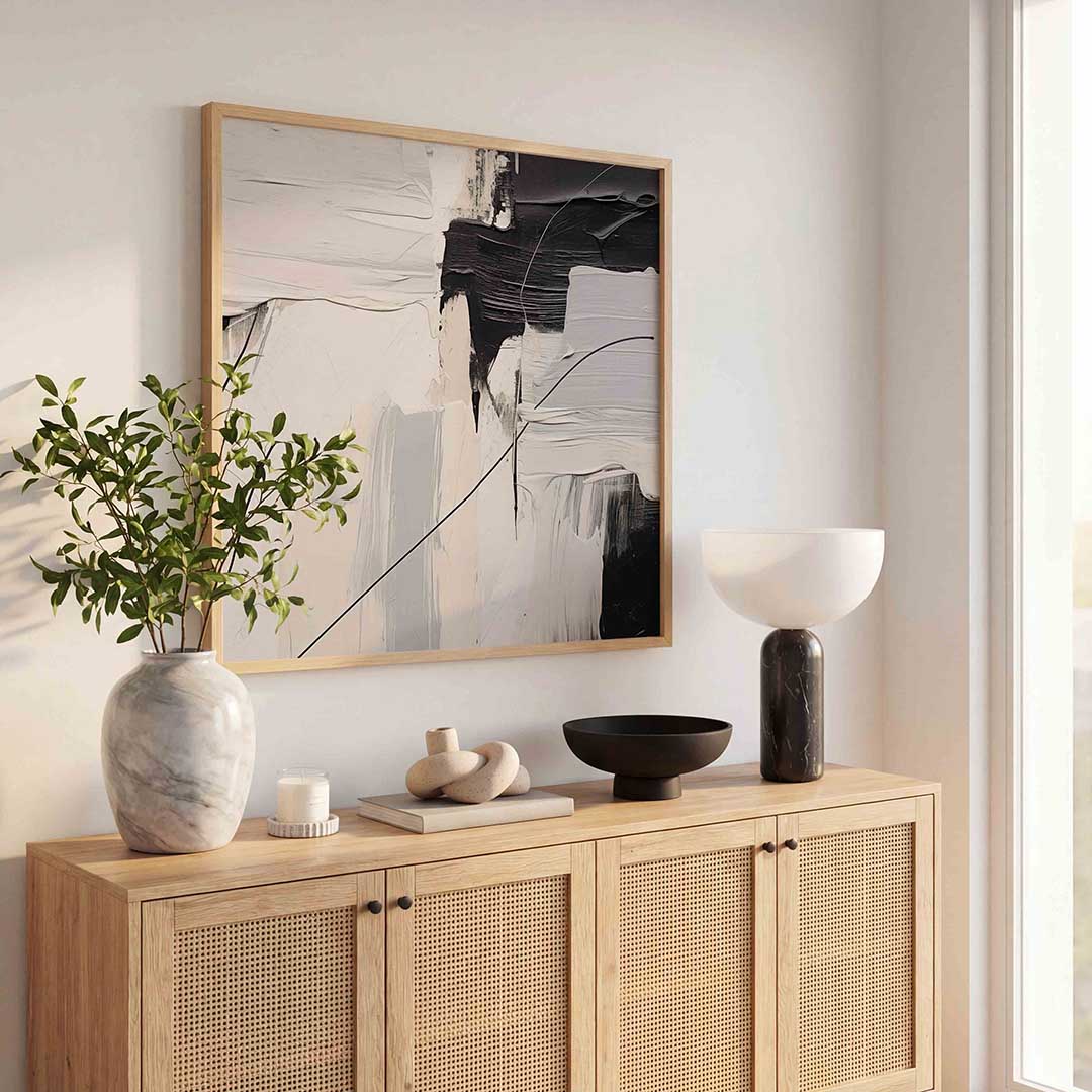 Abstracte zwart wit – abstracte wandkunst als vierkante poster