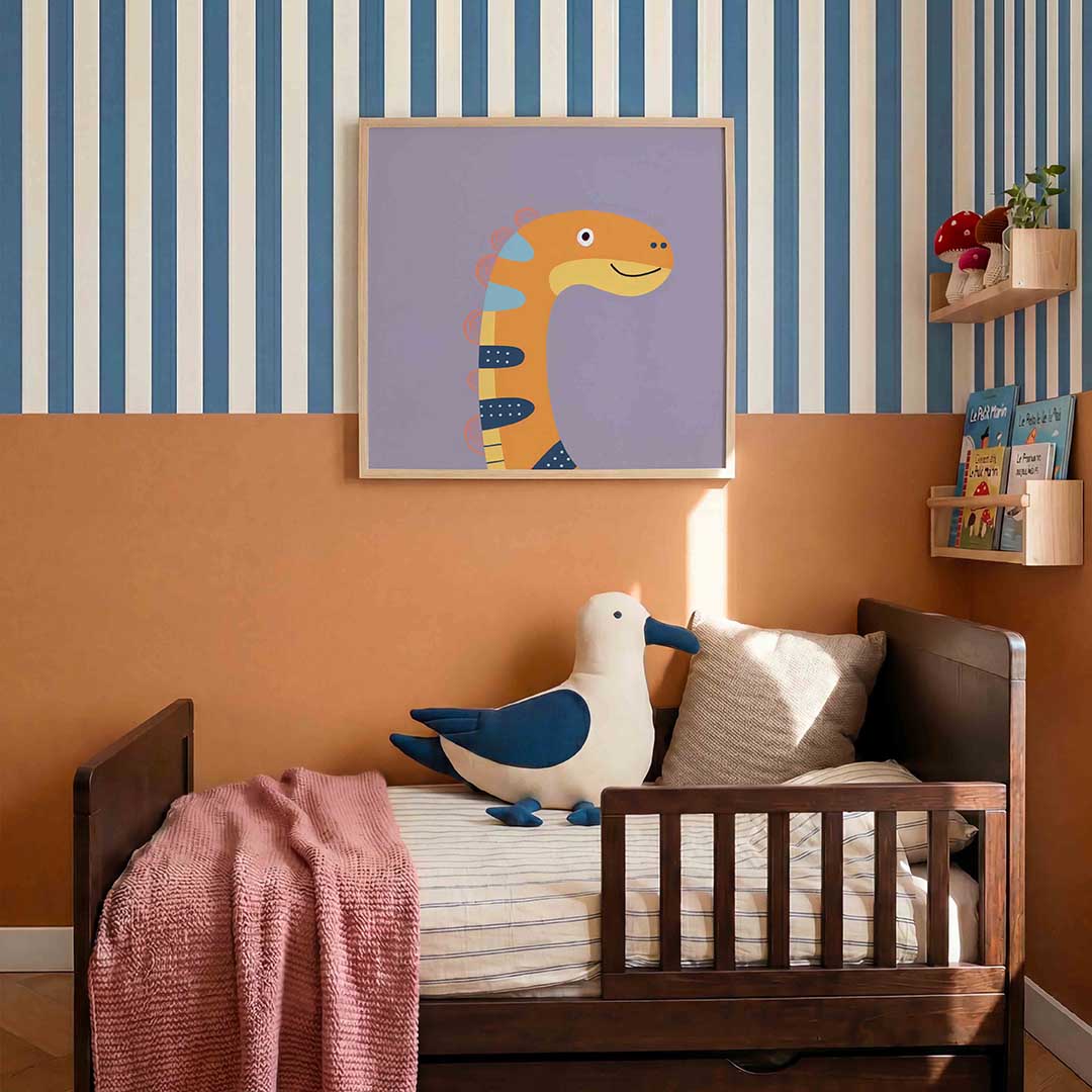 Dinosaurus illustratie – kids poster in vierkant formaat