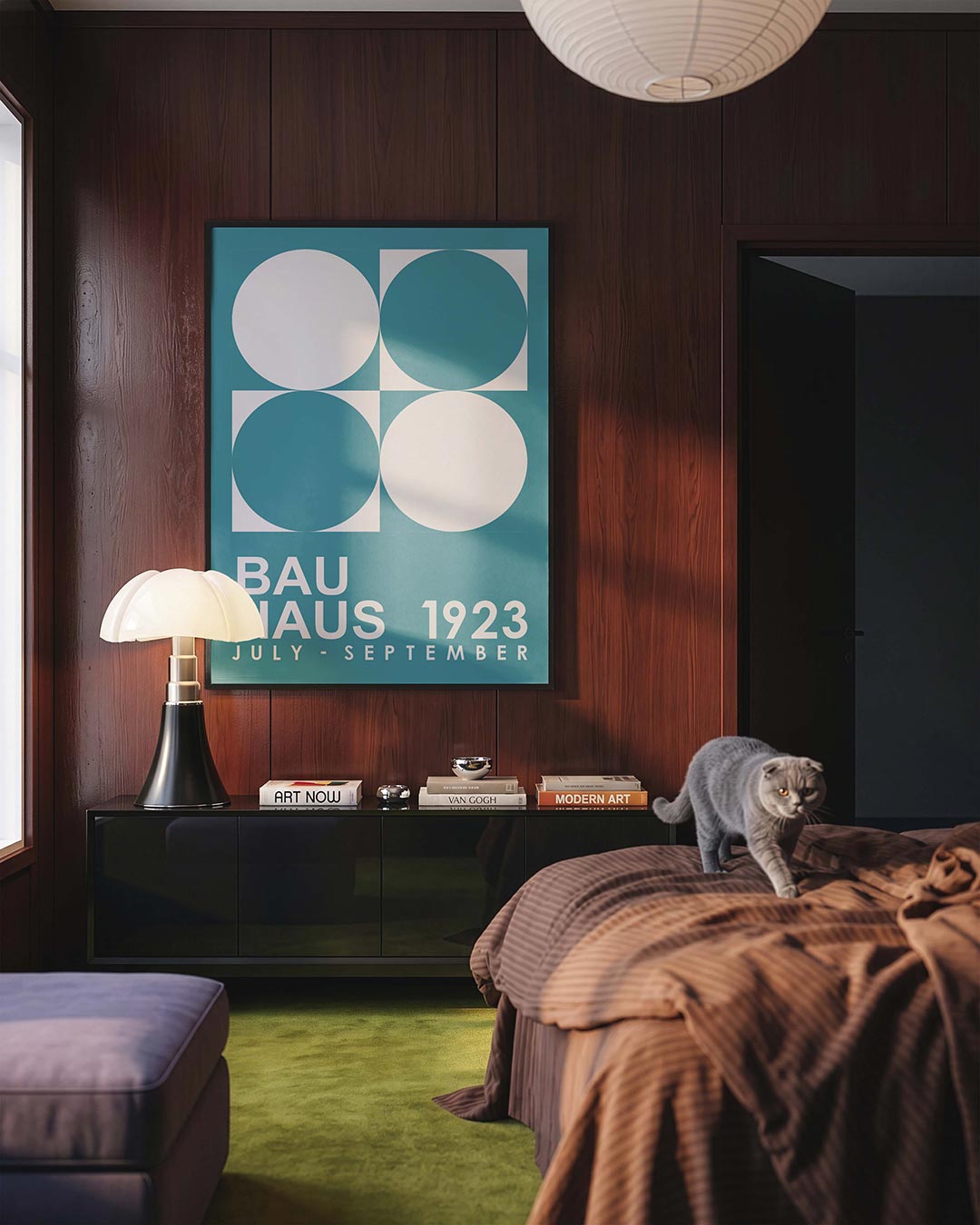 Cirkel en vierkant – geometrische Bauhaus poster in staand formaat