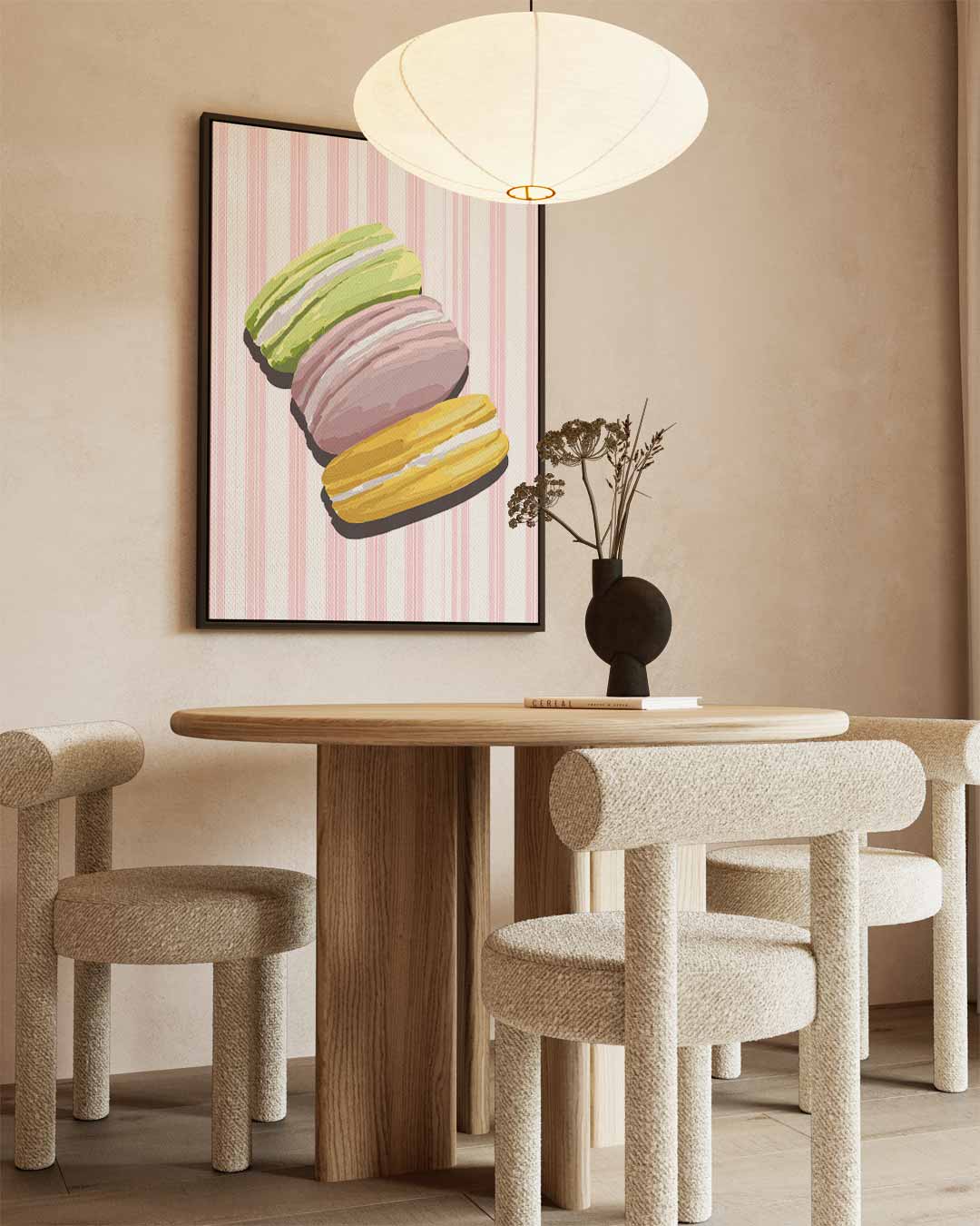 Kleurrijke Macaron Illusie – canvas wanddecoratie in portret formaat