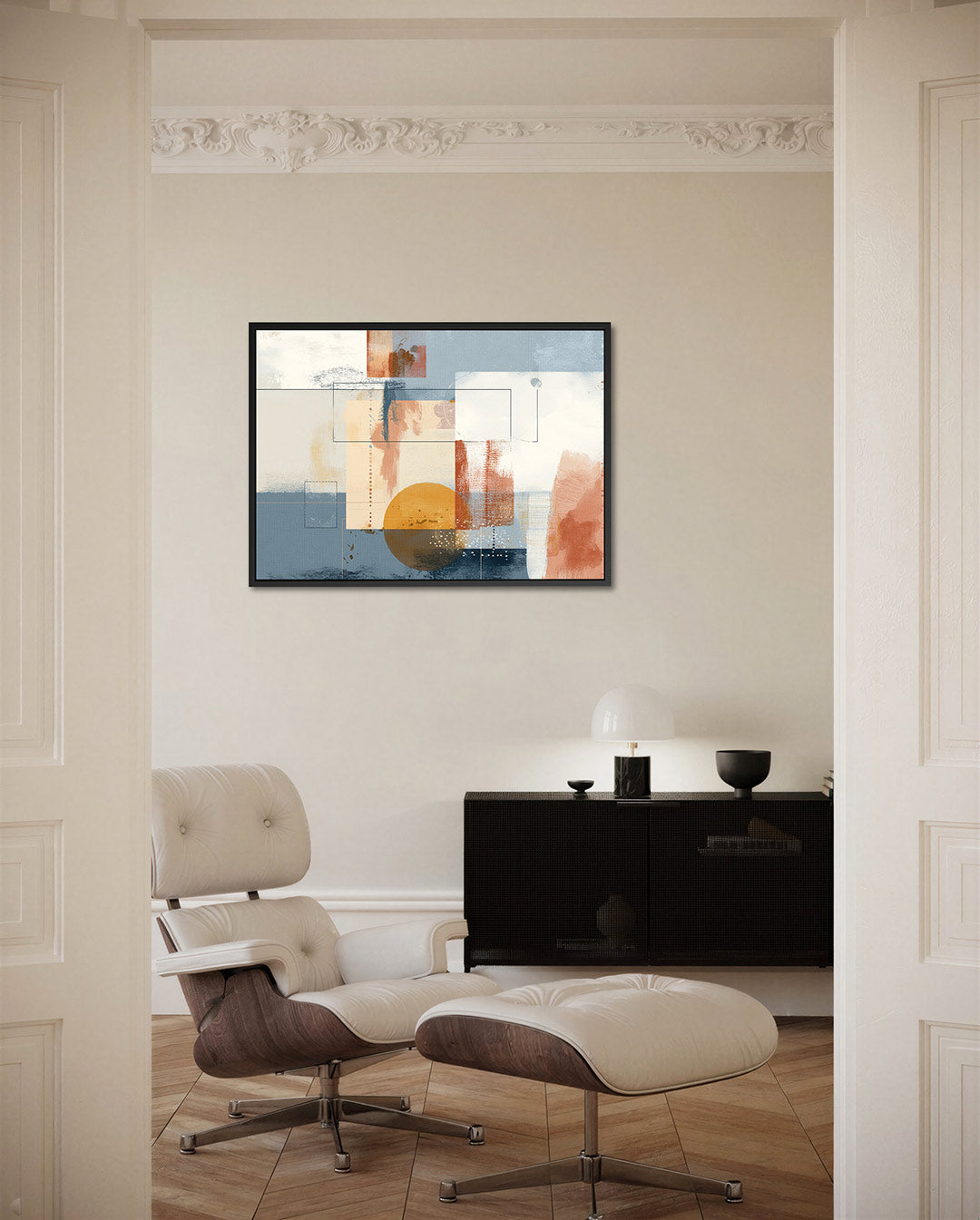 Geometrische compositie – Dynamische – liggende wanddecoratie