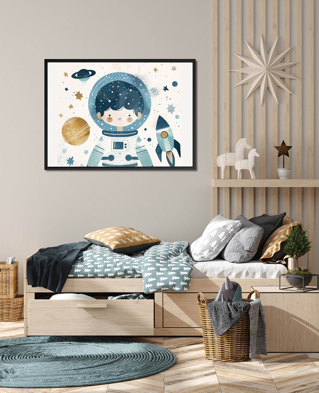 Speelse ruimte illustratie – Kinder kunstwerk – wanddecoratie in interieur