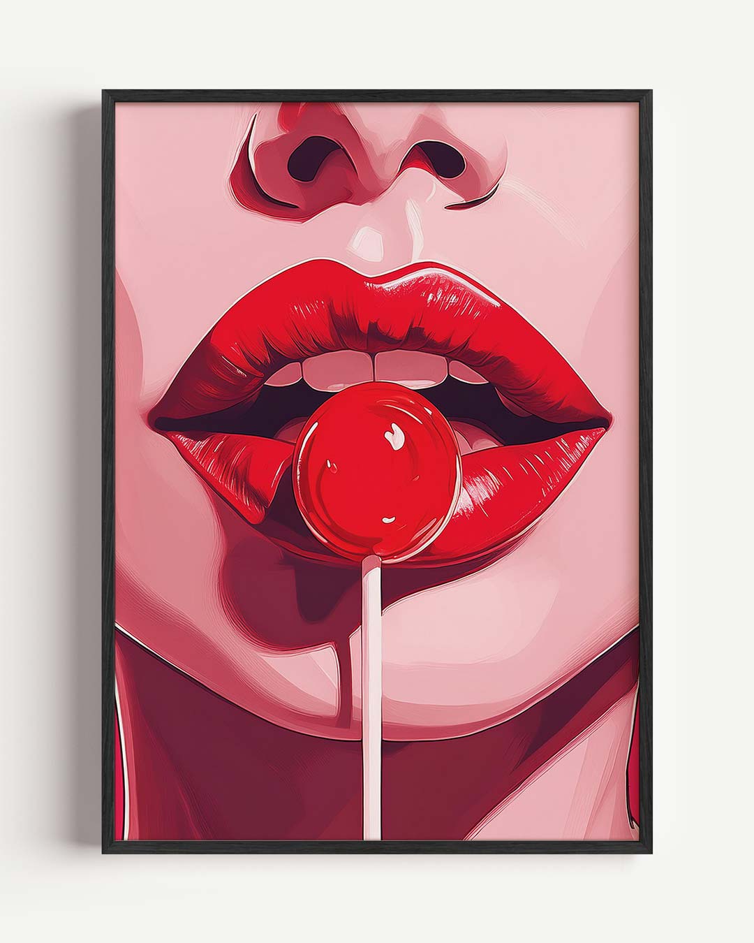 Verleidelijke Rode Lippen – Popart en Streetart portret poster als wanddecoratie