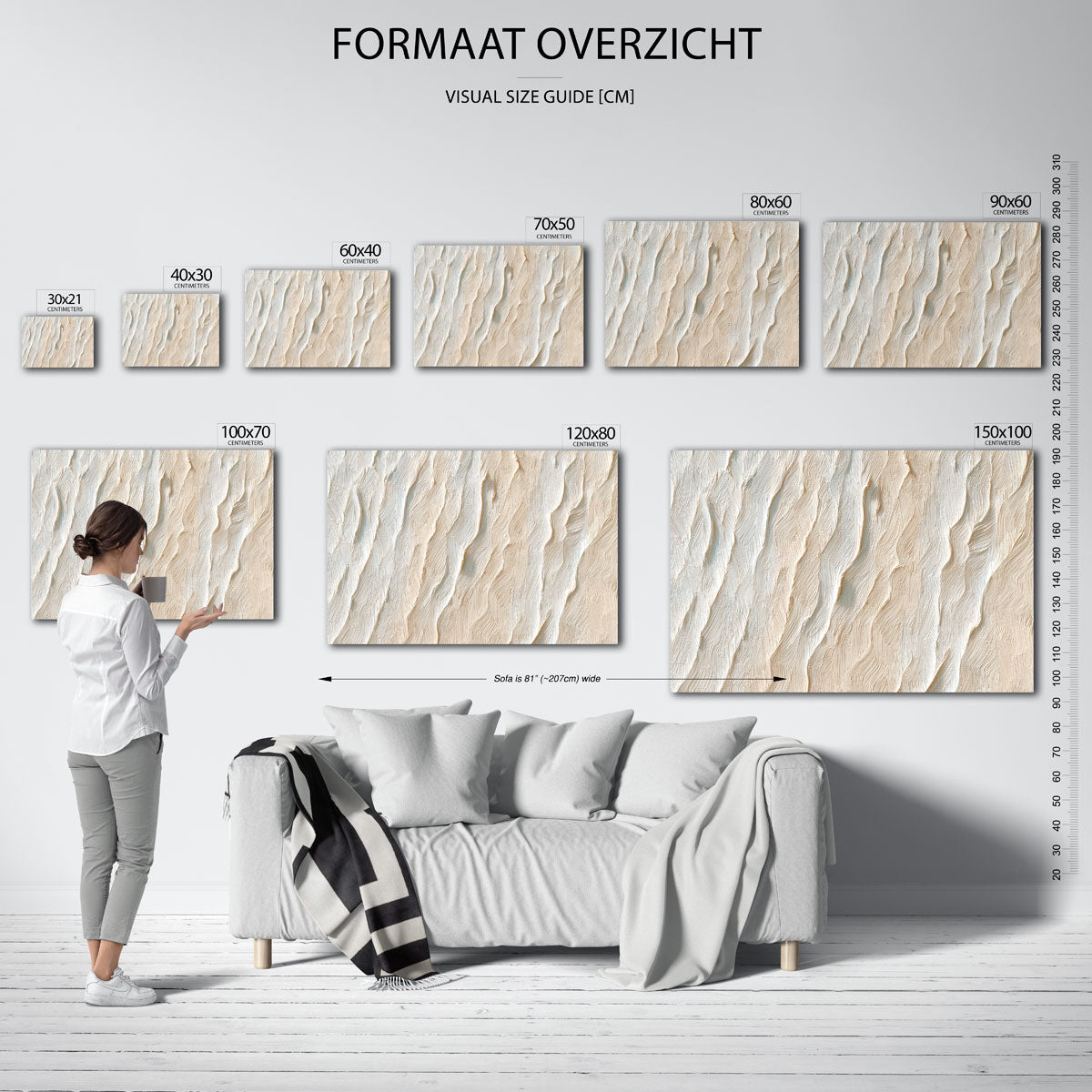 Beige textuur – liggende muurposter met abstracte vormen
