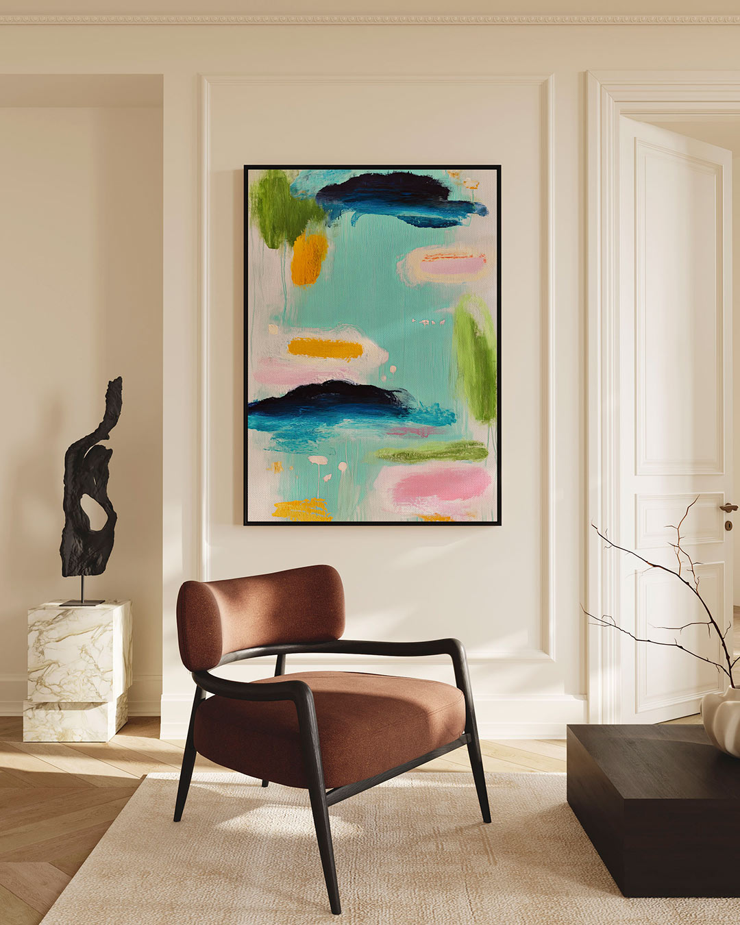 Kleurrijke vormen – staande wanddecoratie