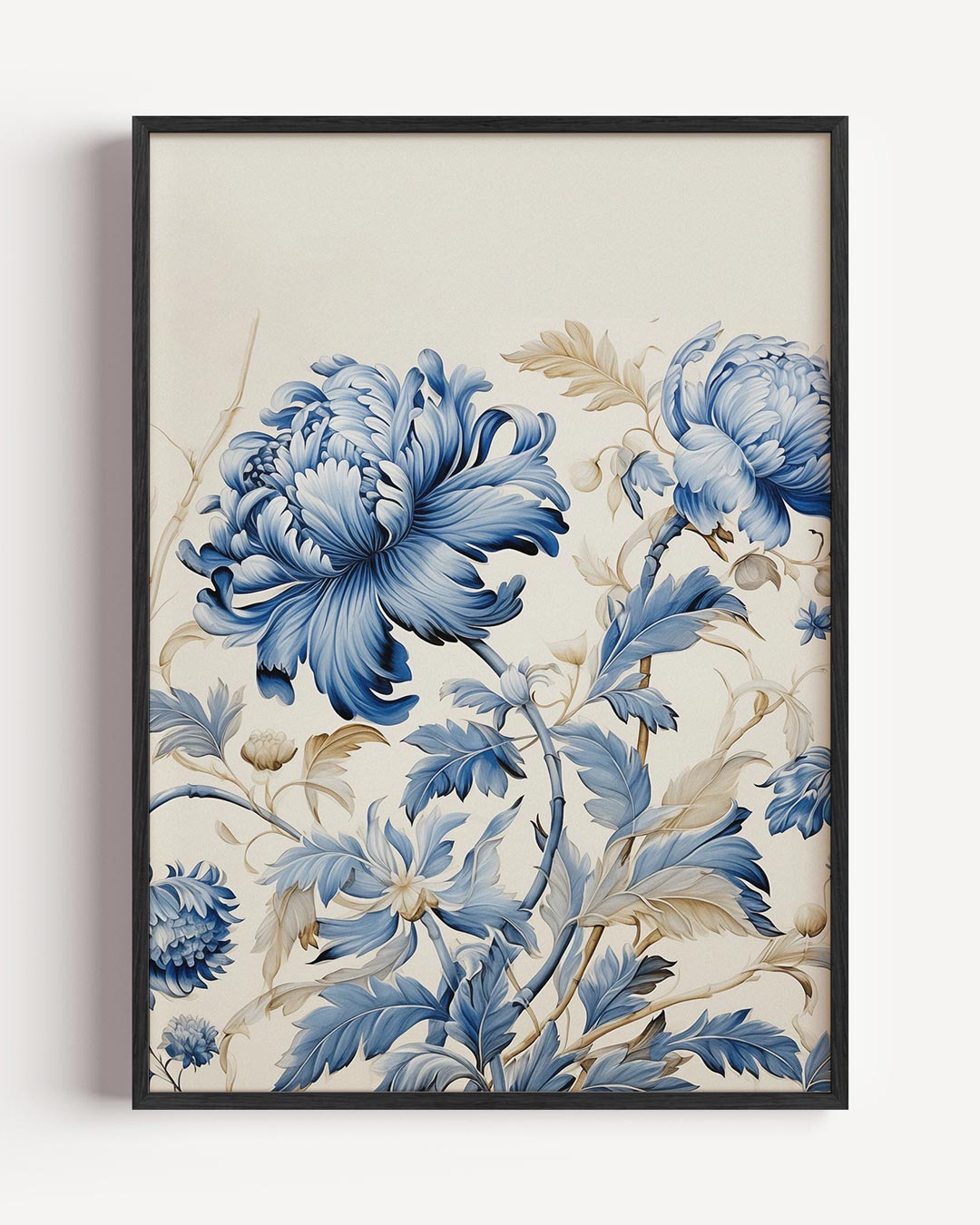 Blauwe chrysanten – bloemen portret poster als wanddecoratie
